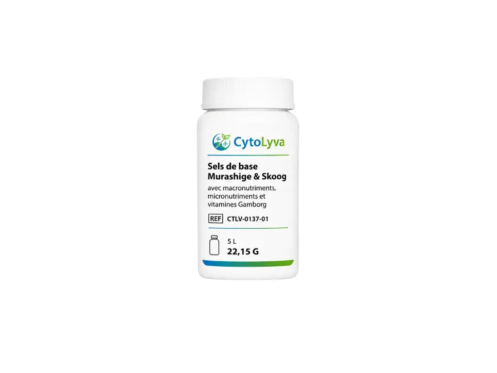 Sels de base Murashige & Skoog avec macronutriments, micronutriments et vitamines Gamborg
