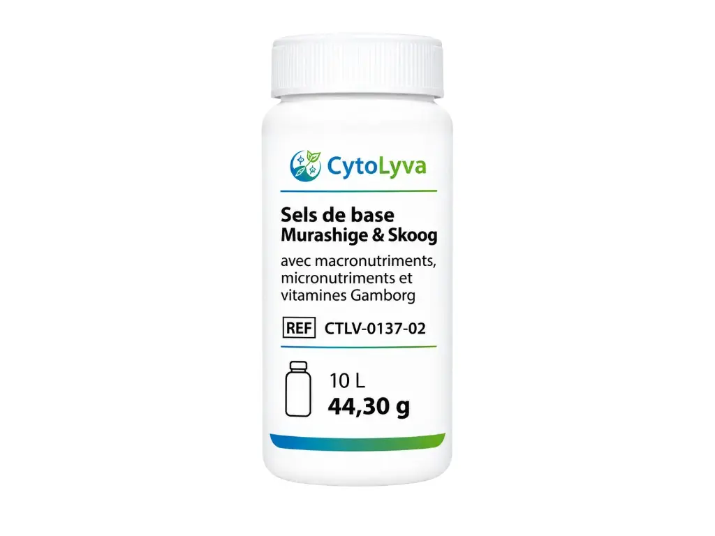 Sels de base Murashige & Skoog avec macronutriments, micronutriments et vitamines Gamborg