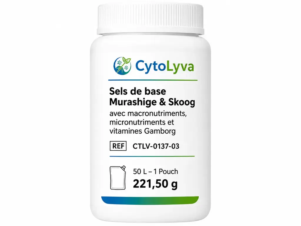 Sels de base Murashige & Skoog avec macronutriments, micronutriments et vitamines Gamborg