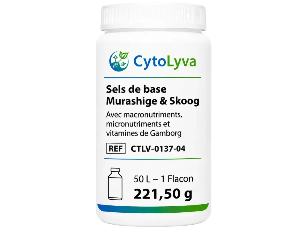 Sels de base Murashige & Skoog avec macronutriments, micronutriments et vitamines Gamborg