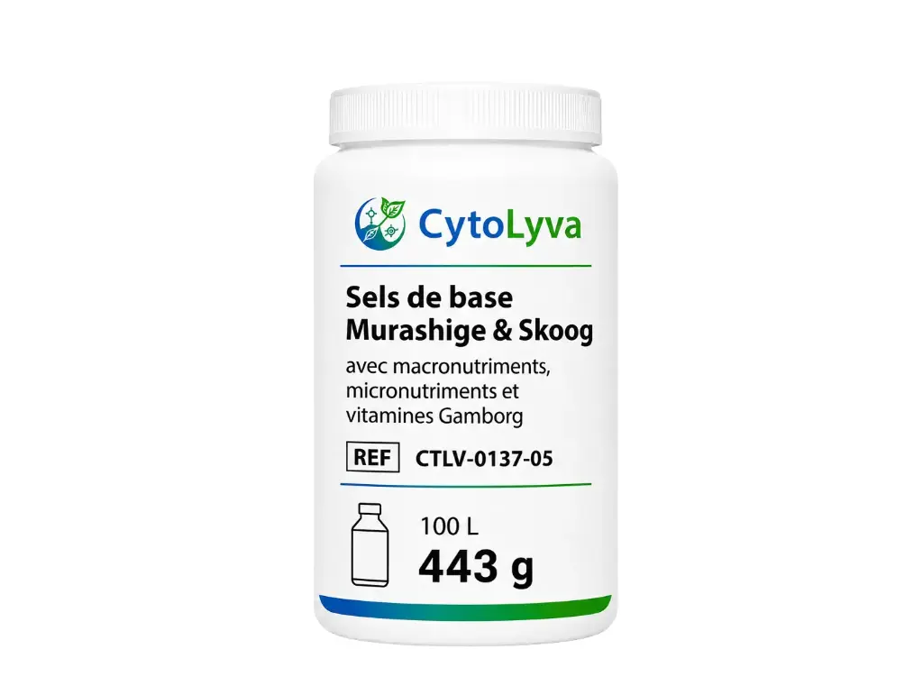 Sels de base Murashige & Skoog avec macronutriments, micronutriments et vitamines Gamborg