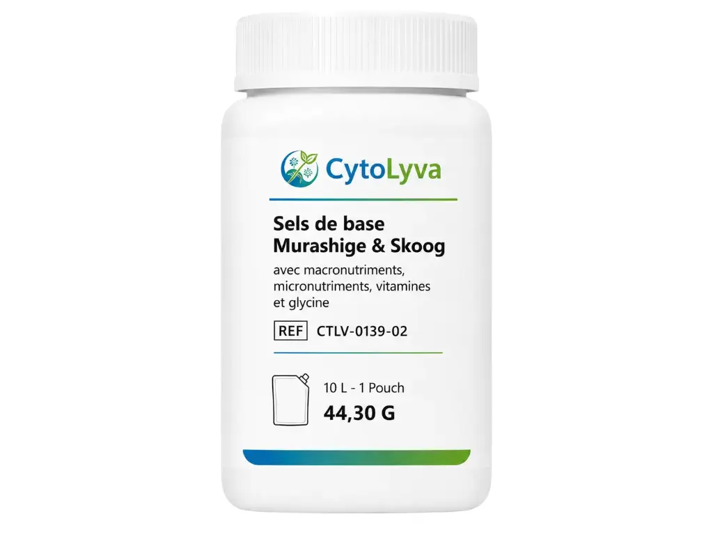 Sels de base Murashige & Skoog avec macronutriments, micronutriments, vitamines et glycine