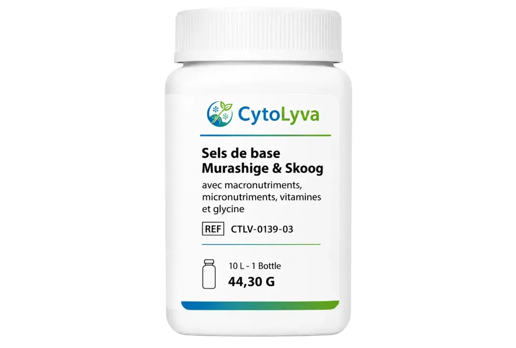 Sels de base Murashige & Skoog avec macronutriments, micronutriments, vitamines et glycine
