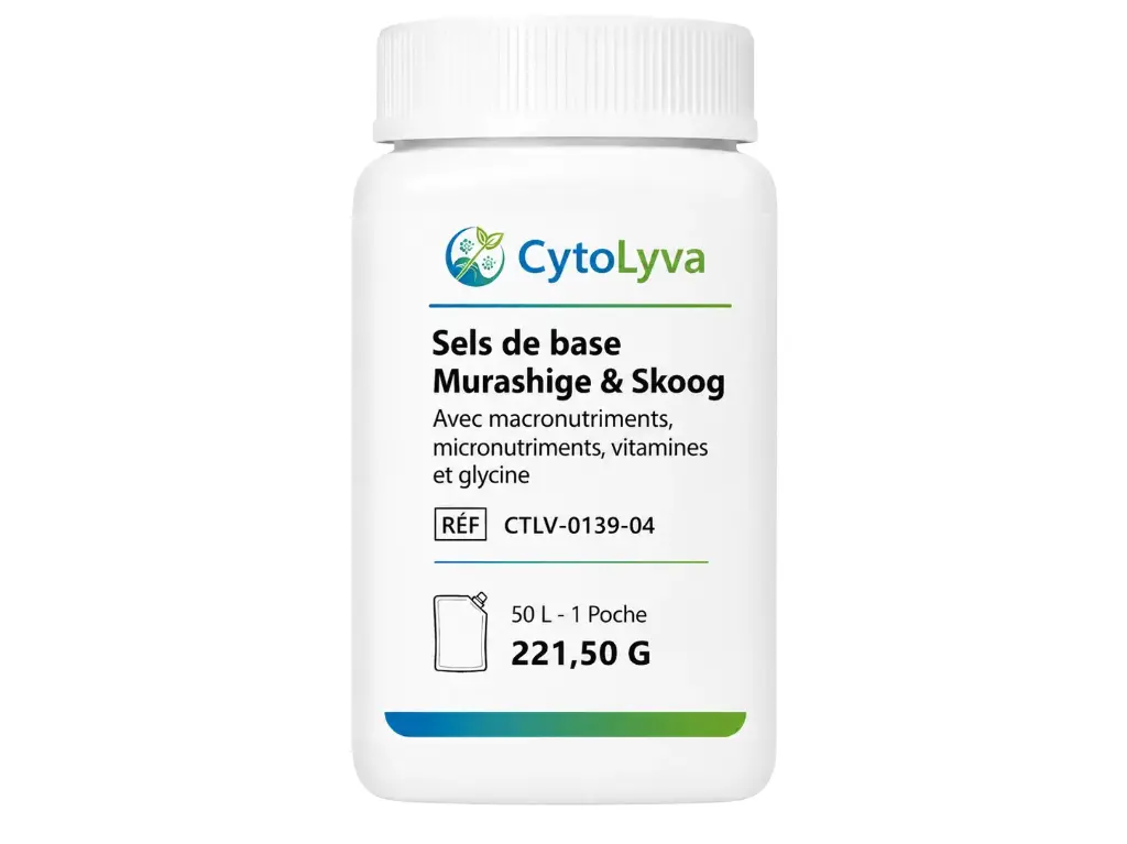 Sels de base Murashige & Skoog avec macronutriments, micronutriments, vitamines et glycine
