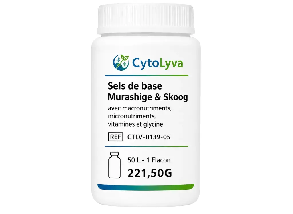 Sels de base Murashige & Skoog avec macronutriments, micronutriments, vitamines et glycine