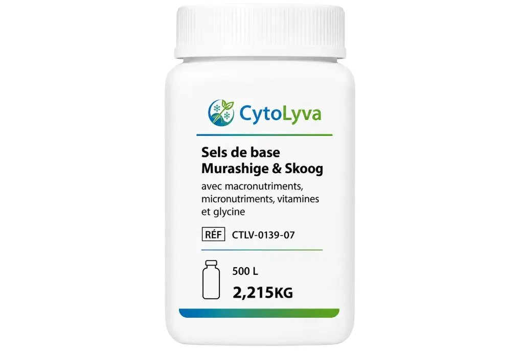 Sels de base Murashige & Skoog avec macronutriments, micronutriments, vitamines et glycine