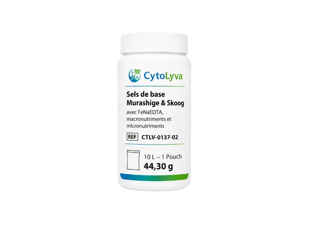 Sels de base Murashige & Skoog avec FeNaEDTA, macronutriments et micronutriments