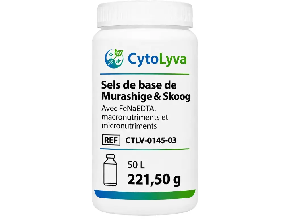 Sels de base Murashige & Skoog avec FeNaEDTA, macronutriments et micronutriments
