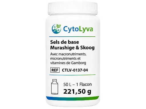 [CTLV-0137-04] Sels de base Murashige & Skoog avec macronutriments, micronutriments et vitamines Gamborg